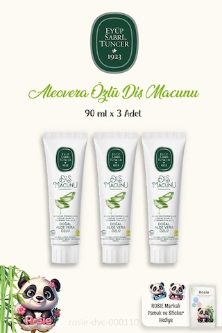 Eyüp Sabri Tuncer Diş Macunu Aloe Vera Özlü 3 x 90 ML+ Rosie Pamuk 60'lı
