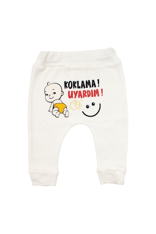 Unisex Ekru Koklama Uyardım Baskılı Manşetli Tek Alt Çok Renkli