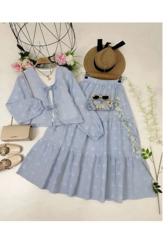 Lovie Moda Kadın Mini Desenli İkili Takım Mavi Lovie Moda Kadın Mini Desenli İkili Takım Mavi