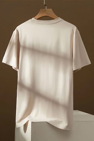 Uyguntarz Beach Baskılı Oversize Erkek Tshirt - Bej