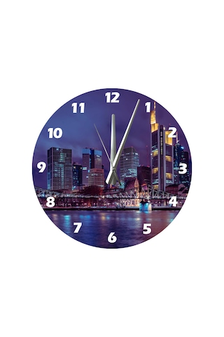 Ti-play Şehir Ve Köprü 30x30cm Akrilik Dekoratif Modern Duvar Saati ÇOk Renkli