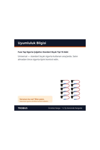 Trobus Fuse Tap Sigorta Çoğaltıcı Standart Bıçak Tipi 10 Adet Diğer