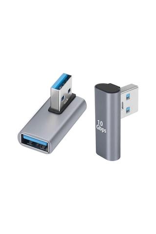 Usb3.0 L Tipi 90 Derece 10 Gbps Dişi Erkek Çevirici Adaptör 2'li Set