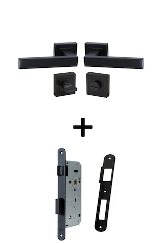 Kare Rozetli Kapı Kolu Wc-banyo Siyah/metlox Sessiz 40mm Wc-banyo