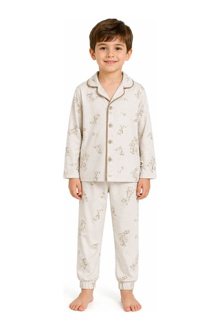 Harıbo Haribo Lisanslı Gömlek Yaka Uzun Kollu Pijama Takımı Krem