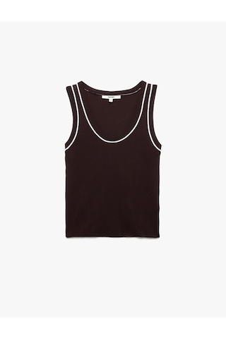 Koton Renk Kontrastlı Kolsuz U Yaka Triko Atlet Bordo 6wak30012ht Bordo