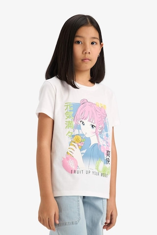 Defacto Kız Çocuk Bisiklet Yaka Anime Baskılı Kısa Kollu Tişört E0350a825smwt34 Beyaz
