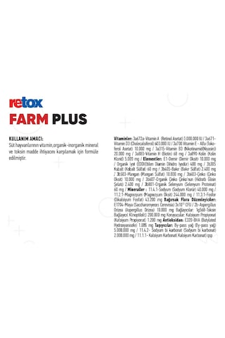 Retox Farm Plus Süt Hayvanlarına Özel By Pas Içerikli 25 Kg Kraft