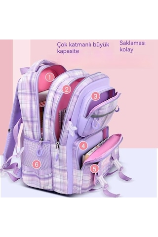 Goldenqian Kız Sırt Çantası, Çocuklar Için Büyük Kapasiteli Omurga Sırt Çantası 2tkokz Mor