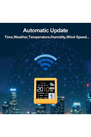 Motion003 6'lı Akıllı Wifi Hava Durumu İstasyonu Sarı Sıcaklık Nem Rüzgar Hızı İzleme Dijital Saat Ev Ofis Masaüstü Dekoru