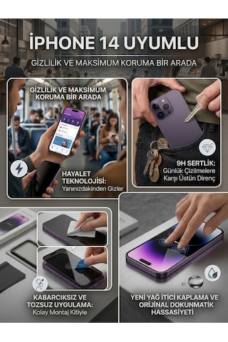 Iphone 14 Pro Uyumlu Ekran Koruyucu Hayalet Cam