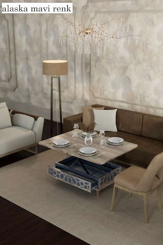 Rosa Desenli Akıllı Sehpa Çekmeceli, Sihirli Sehpa