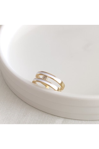 Xupıng Gold 14 Numaraya Kadar Ayarlanabilir Beyaz Mineli Yüzük Beyaz