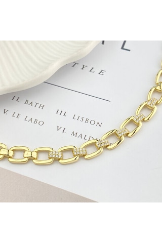 Kuyumcu Model Kare Kesim Kadın Künye Bileklik Kararmaz Xuping 14 Ayar Gold