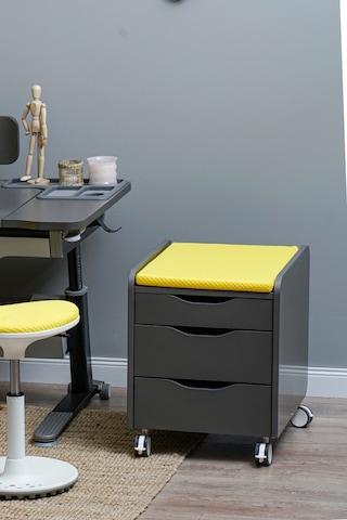 Creo Mobili Çekmeceli Tekerlekli Sirius Keson Oturulabilir Ofis Ve Ev Komodini Antrasit/sarı