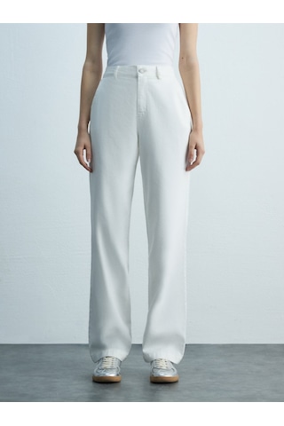 LTB Basic Gabardin Regular Beyaz Pantolon Beyaz