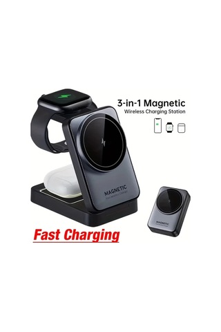 Topshop1 Beyaz Kablosuz Manyetik Hızlı Şarj Standı Led Gece Lambası İphone Uyumlu 16 15 14 13 12 Pro Max  Watch İwatch 10 9 8 7 6 5 Se 4 Ultra İçin