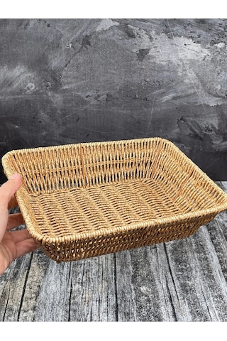 Orta Boy Dikdörtgen Hasır Servis Sunumluk Sepet Organizer Düzenle