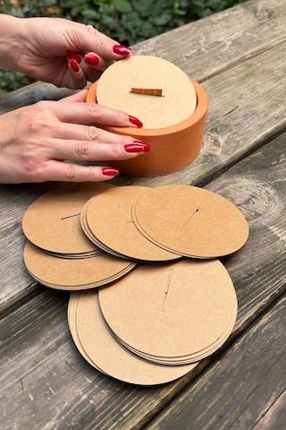 Mum Toz Kapakları 98mm Çap 35mm X 2 Mm Ahşap Fitil Boşluğu 50 Adet Kraft