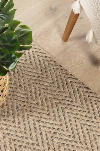 Sisaluna 4441 Bej Jüt Tabanlı Modern Dokuma Kilim Sisal Hasır Halı Bej