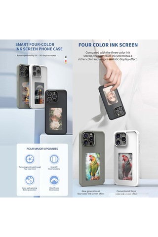 İphone 17 Pro Max Dört Renkli E-mürekkep Ekran Telefon Kılıfı - Turuncu Turuncu