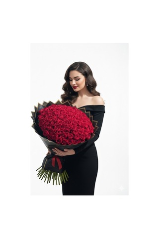 101 Kırmızı Kadife Yapay Gül Buketi Sevgiliye Gösterişli Romantik Hediye Kırmızı - 890677583 Kırmızı
