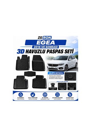 Zeron Fiat Egea 2019 Ve Sonrası 3d Havuzlu Paspas Seti Su Geçirmez Kaymaz 5 Parça