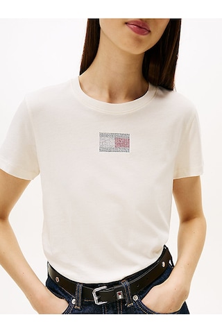 Tommy Hilfiger Dw0dw21965 Tjw Reg Party Flag Kadın Tişört Beyaz