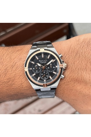 Çelik Kordon Kronometreli Spor Model Erkek Kol Saati+bileklik Hediyeli Siyah
