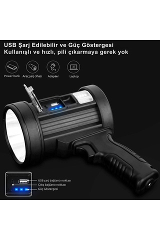 Welcomein Şarj Edilebilir Solar Spot Işığı Avcılık El Feneri Led Mavi