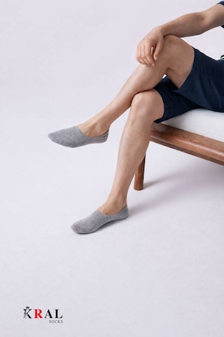 Kral Socks Kadın - Erkek Düz Desen 8'li Paket - 8 Çift Pamuklu Terletmez Babet Çorap Gri