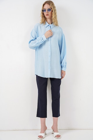 Bigdart Kadın Dokulu Oversize Tunik 5989 - Mavi