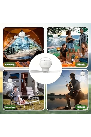 Xuweiwei Beyaz Usb Şarj Edilebilir Taşınabilir Vantilatör Ve Lamba 3 Hız Ayarlanabilir Eğim Çift Asma Masa Tasarımı