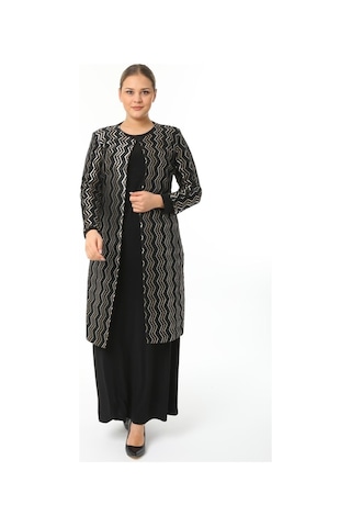 Büyük Beden 3149 Siyah Ceket Elbise Takım