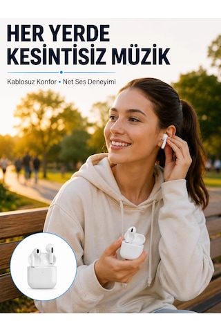 Bluetooth Kulaklık Beyaz Çhassasiyet Cevaplama Dokunmatik Kontrol Kablosuz Yeni Nesil 1