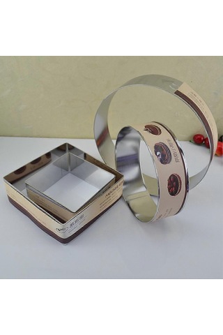 Paslanmaz Çelik Yuvarlak Kare Kek Halkası Kalıbı Mus Kesici Kendin Yap Dekorasyon Aracı Çok Renkli