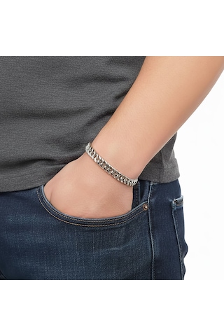 Premium Flat Mariner Çelik Zincir Bileklik 6mm 3183czb2d13 - 20 Cm - Siyah Renk Siyah