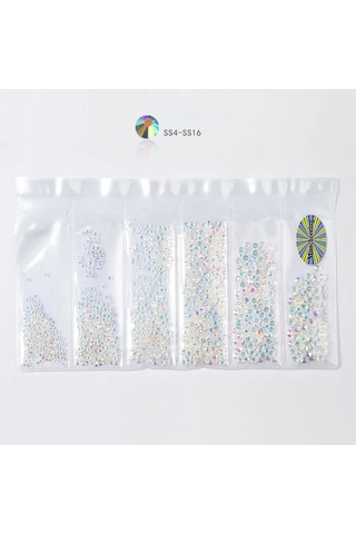 Alya Simin Nail Art Swarovski Tırnak Süsleme Taşı 6 Farklı Boy Hologram