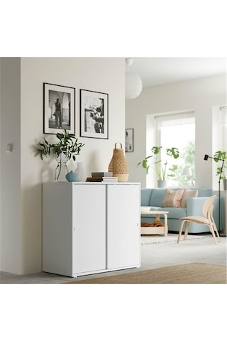 Vıhals Beyaz Renk Sürgü Kapaklı Dolap 95x47x90 Cm