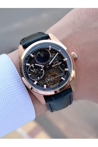 Slazenger Otomatik Seri Mehtap Ve Güneş Kadranlı İtalyan Bileklik Hediyeli Erkek Kol Saat Esl.2559.6 Rose Gold