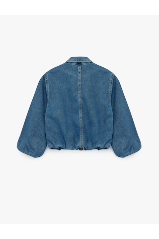 Koton Pamuklu Uzun Kollu Cepli Fermuarlı Denim Ceket Orta İndigo 6skg20005ad İndigo