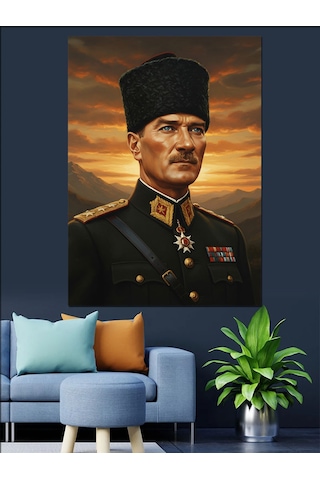 Mareşal Mustafa Kemal Atatürk Portresi Dekoratif Kanvas - Mdf Ahşap Tablo