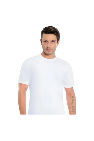 Erkek Modal Sıfır Yaka Kısa Kol T-shirt 3'lü Paket 3042 Beyaz