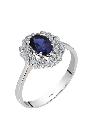 Sirius Pırlanta Ve Oval Safir Taşlı Anturaj Yüzük 0823R0172