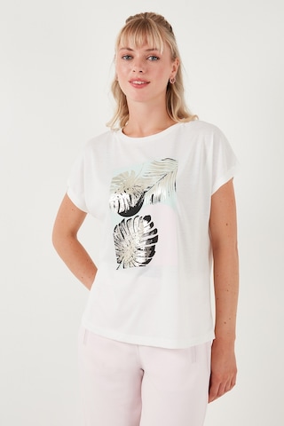 Lela Baskılı Bisiklet Yaka Regular Fit Bayan T Shirt 6671004 Ekru