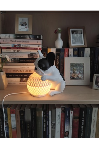Uyuyan Fransız Buldog Masa Lambası 3d Baskı Köpek Dekoru