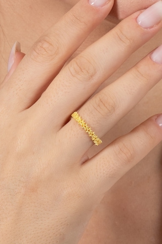 925 Ayar Gümüş Yüzük Altın Yaldızlı Birleşik Yıldız Silsilesi Ayarlamalı Yüzük Barcode Gold