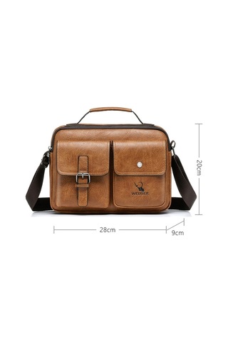 Weıxıer 9558 Büyük Kapasiteli Erkek Çantası Retro Omuz Çantası Koyu Kahverengi