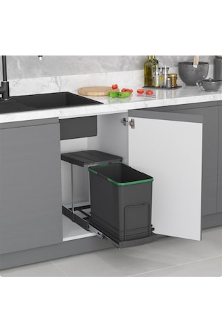 Starax S-2571 Raylı Plastik Gövde Çöp Kovası Antrasit 24 L Antrasit