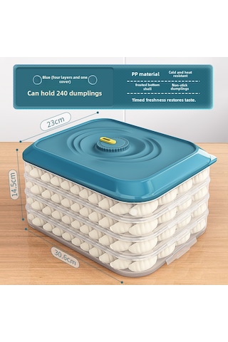 Yifomall Ev Çekirdekli Yiyecek Muhafazası: 4 Katlı, 240 Adet Manti/su Böreği Depolama Kutusu, Tamamen Kapalı, Donma Hızlandırıcı, Taze Tutucu, Buzdolabı Özel Tiffany Mavisi Diğer